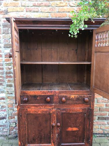 C1830 Welsh Pine Food and Cheese Cupboard - Fantastic Original Paint