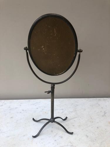 1920s Brass Travelling Vanity Mirror on Tripod Stand