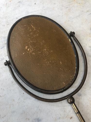 1920s Brass Travelling Vanity Mirror on Tripod Stand