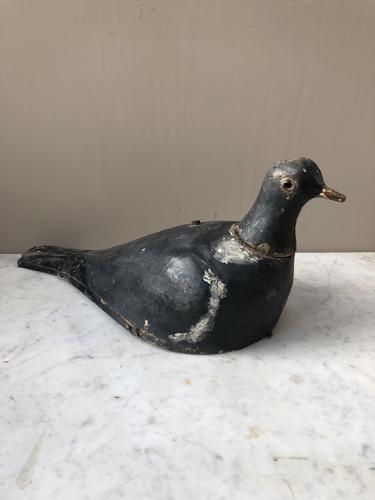Late Victorian Edwardian Papier Mache Pigeon Decoy - Glass Eyes