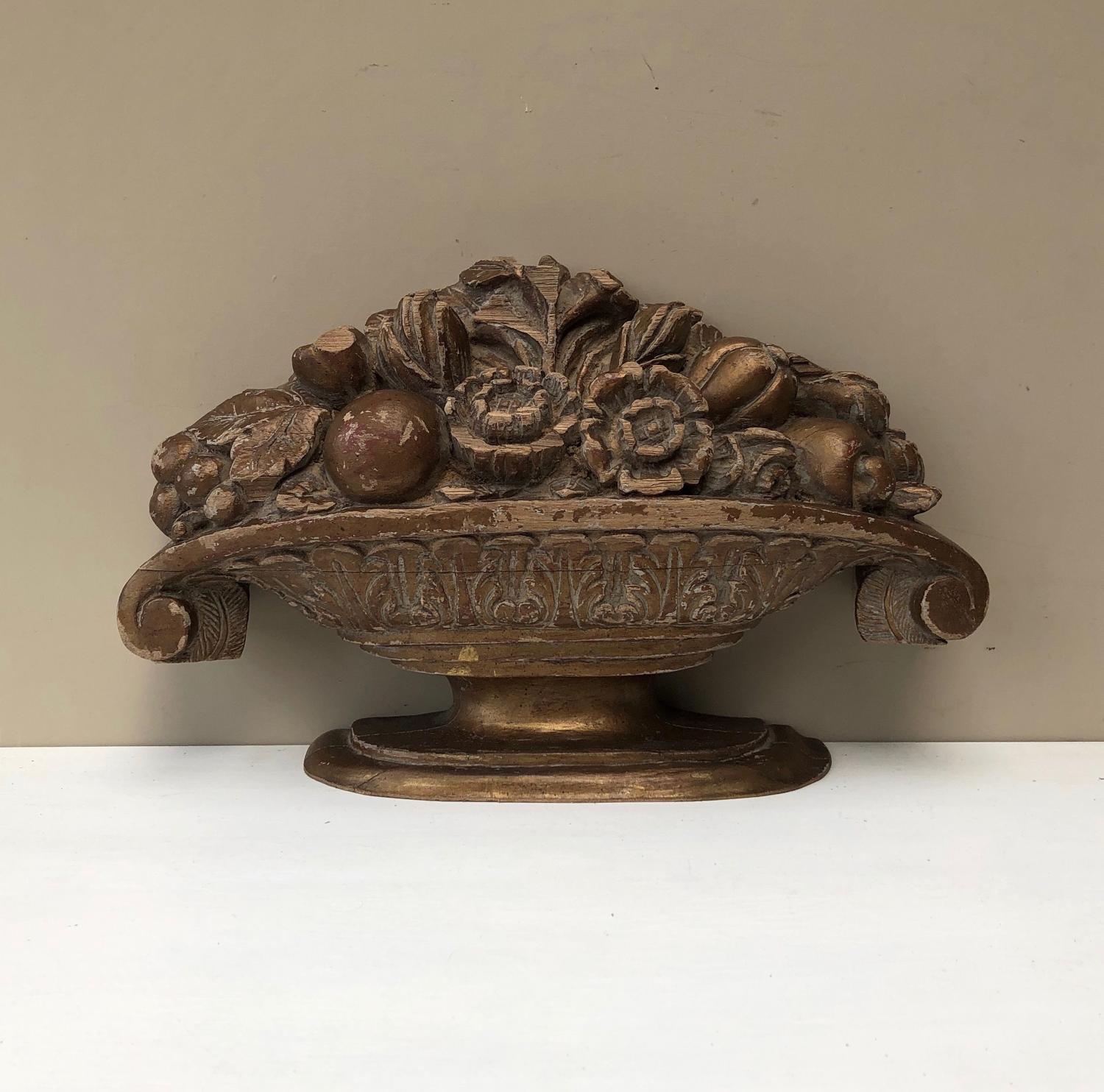 Large Victorian Carved Architectural Urn with Flowers