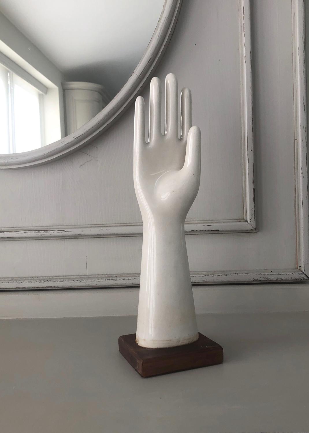 Mid Century White Ironstone Mounted Glove Mould