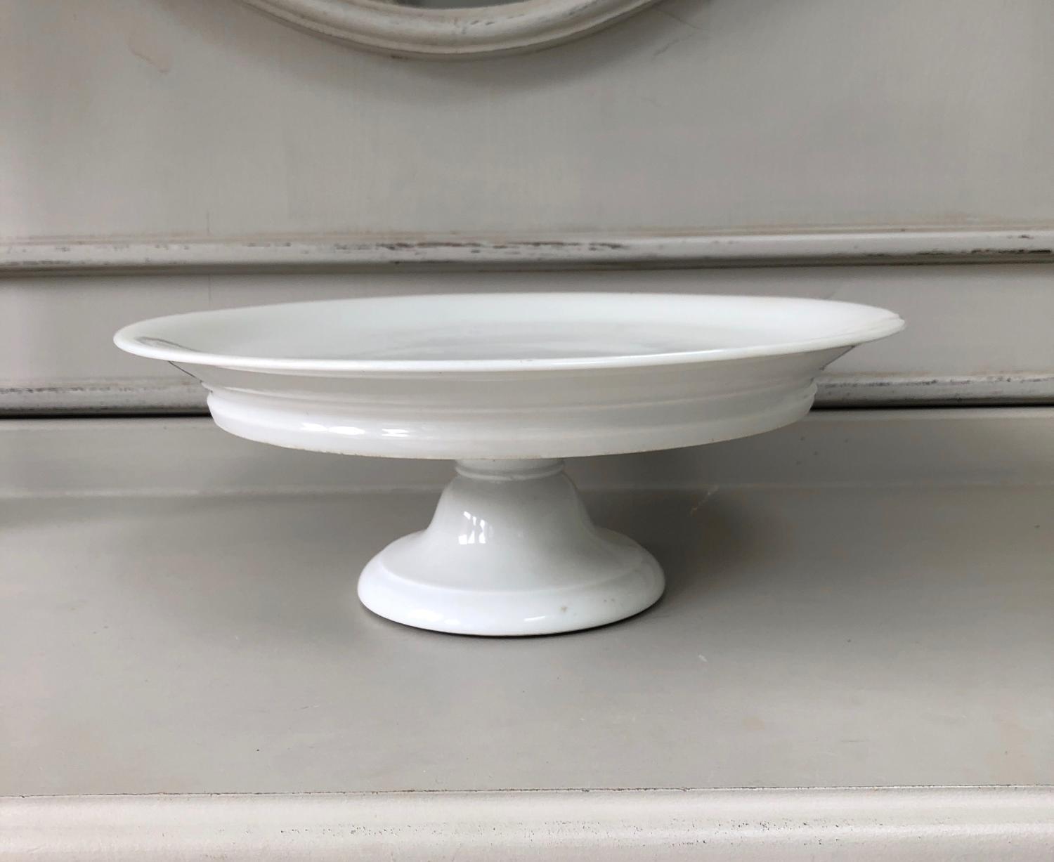 Early 20th Century White Ironstone Cake Pedestal Display Stand