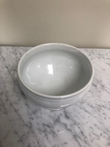 Mid Century French White Porcelain Bowl with Lions Head to Sides