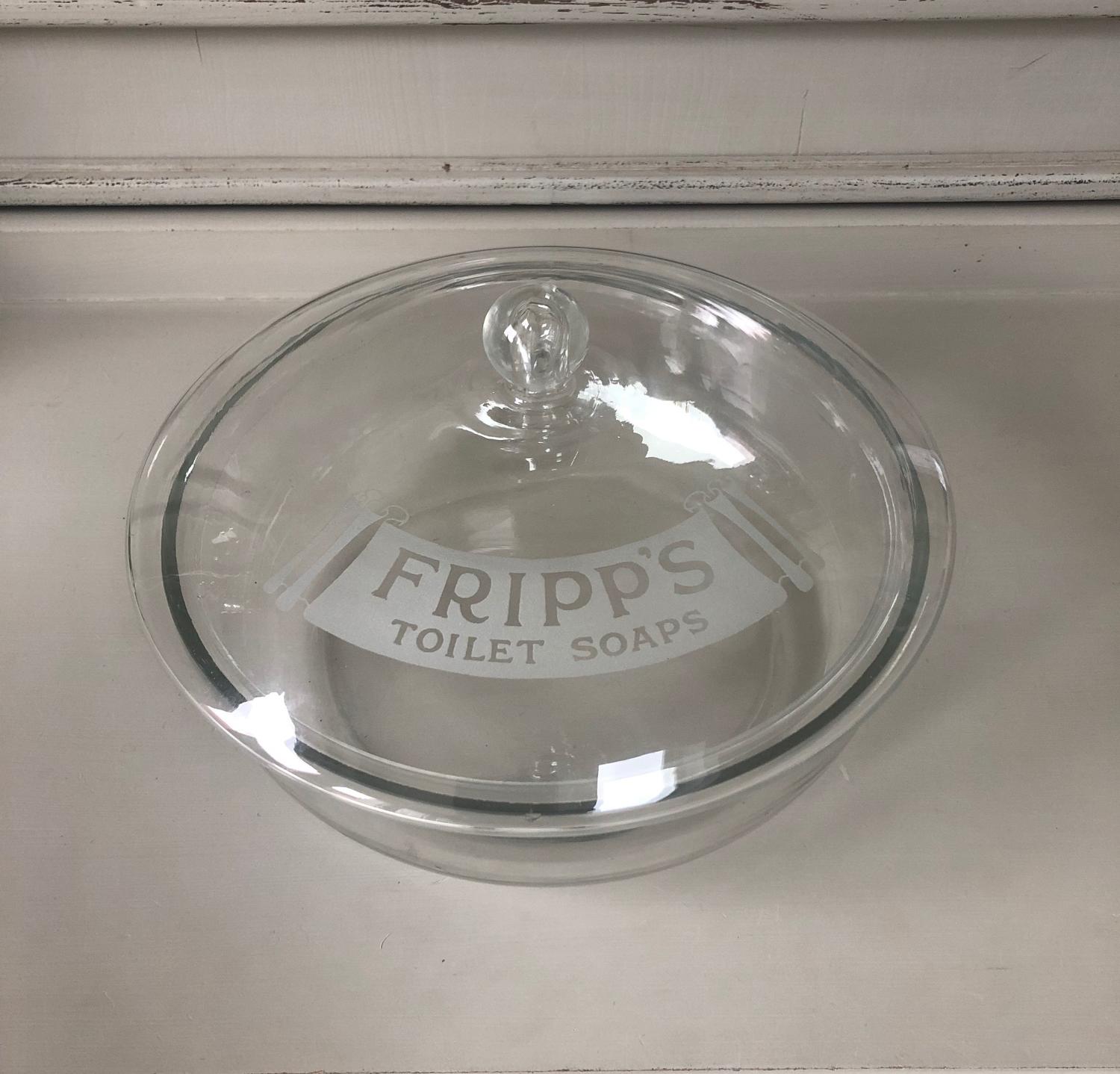 Large Edwardian Shops Glass Advertising Bowl - Fripps Toilet Soaps