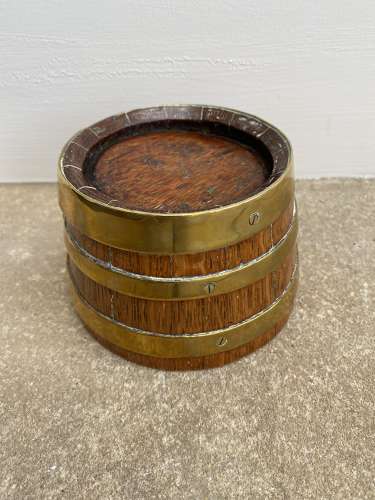 Victorian Small Brass Bound Coopered Oak Bowl Measure