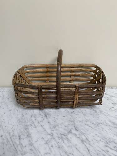 Large Unusual Rectangular Shape Walnut Basket