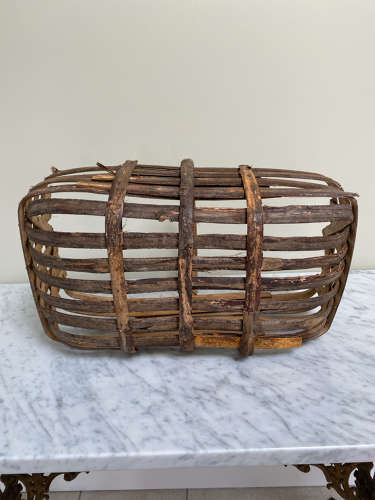 Large Unusual Rectangular Shape Walnut Basket