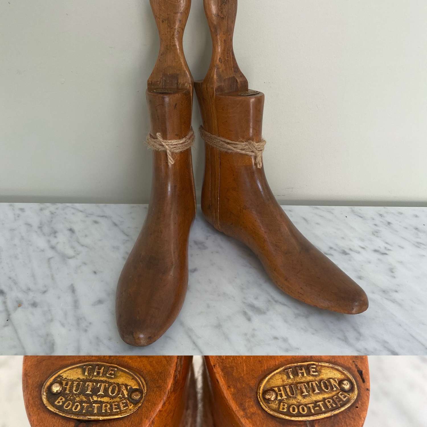 Late Victorian Ladys Boot Trees with Brass Plaques - Hutton Boot Trees
