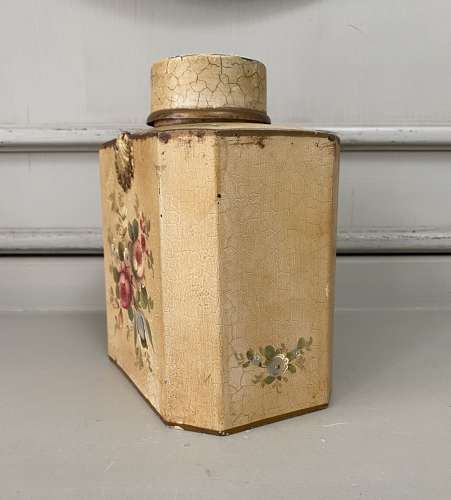 Mid Century Good Size Toleware Tea Caddy with Tin Cylindrical Inner