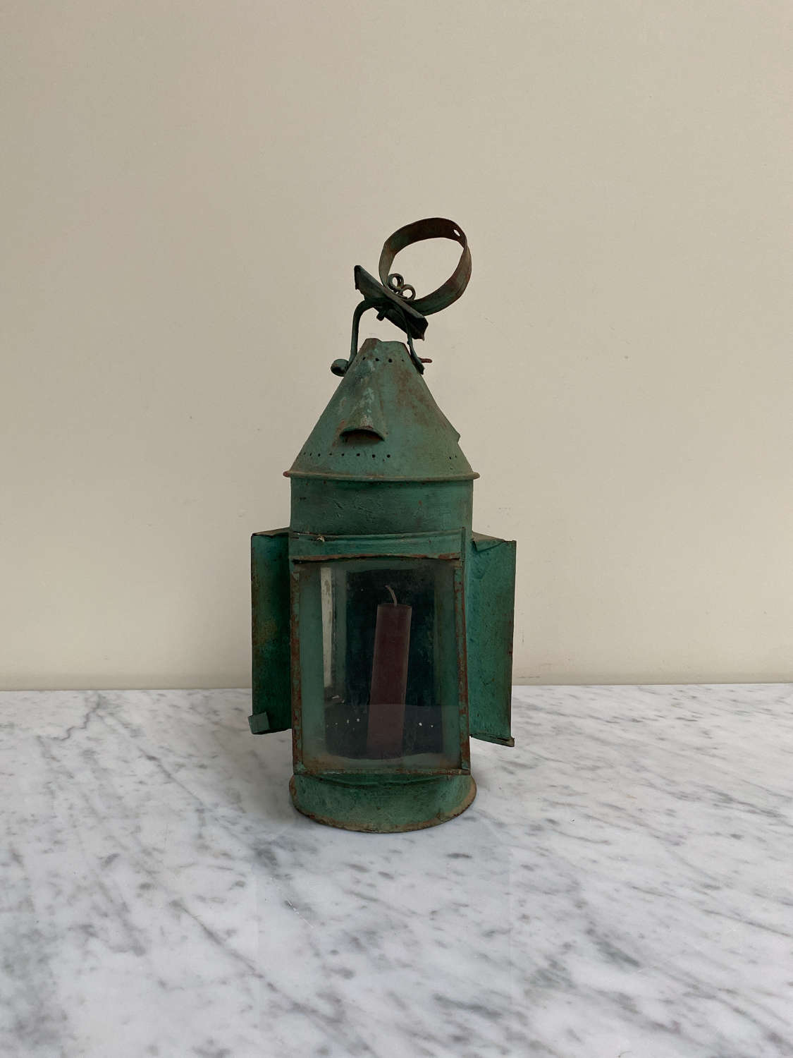 Early 20th Century Candle Lantern in Original Paint