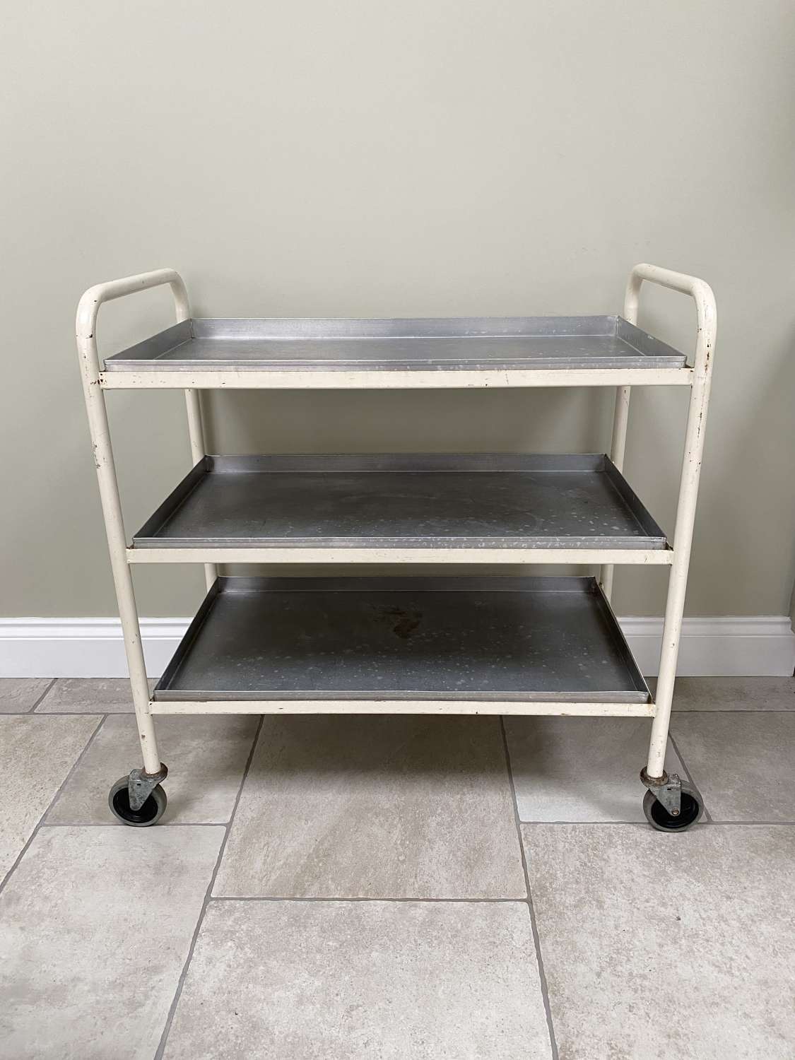 Mid Century Metal Trolley with Removeable Aluminium Trays