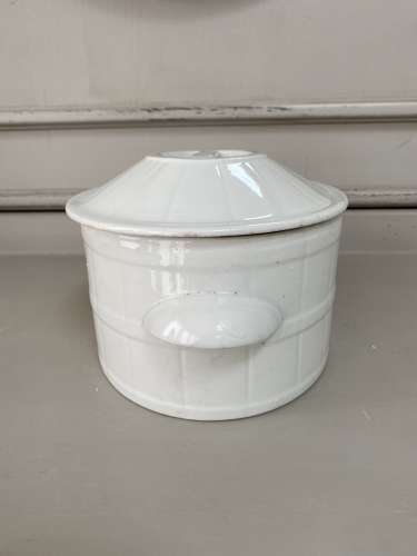 Edwardian White Ironstone Butter Dish with Original Lid