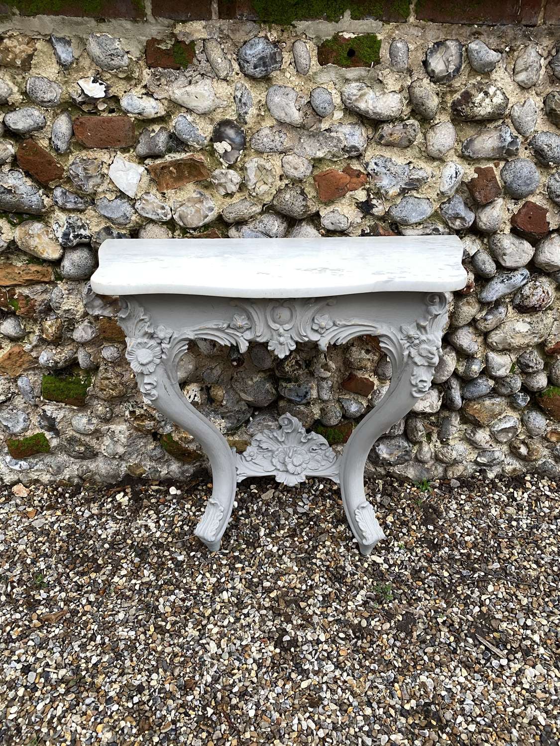 Victorian Console Table with its Original Shaped White Marble Top