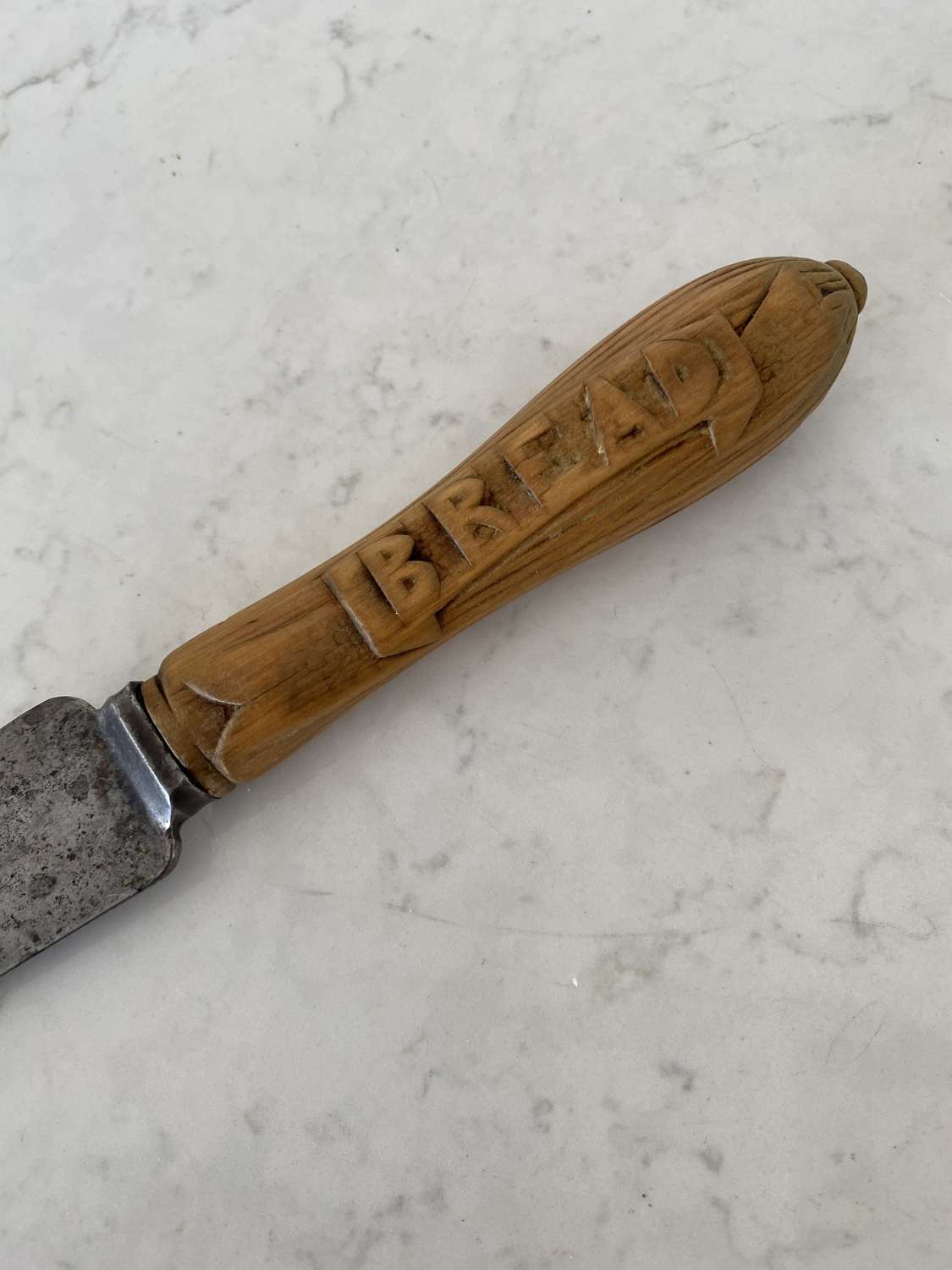 Victorian Bread Knife with Ornate Carved Handle
