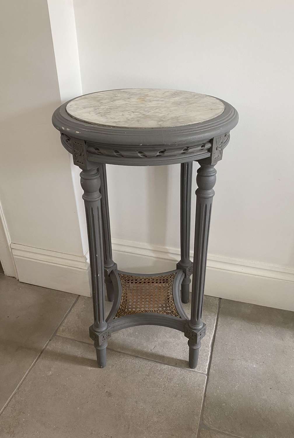 Early 20th Century Marble Top Side Table - Later Painted