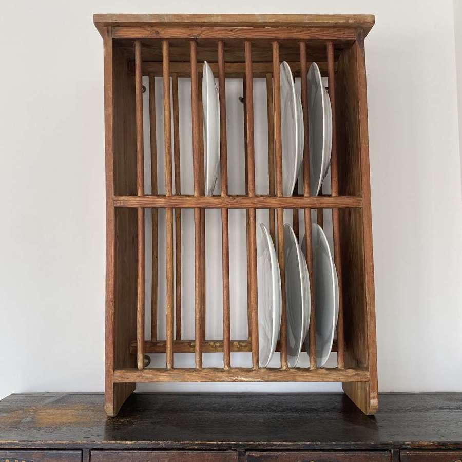 Late Victorian Pine Two Tier Plate Rack - Wall Hang or Freestand