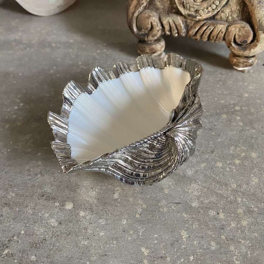 Silver (Not Plated) Covered Buccellati Style Shell Dish