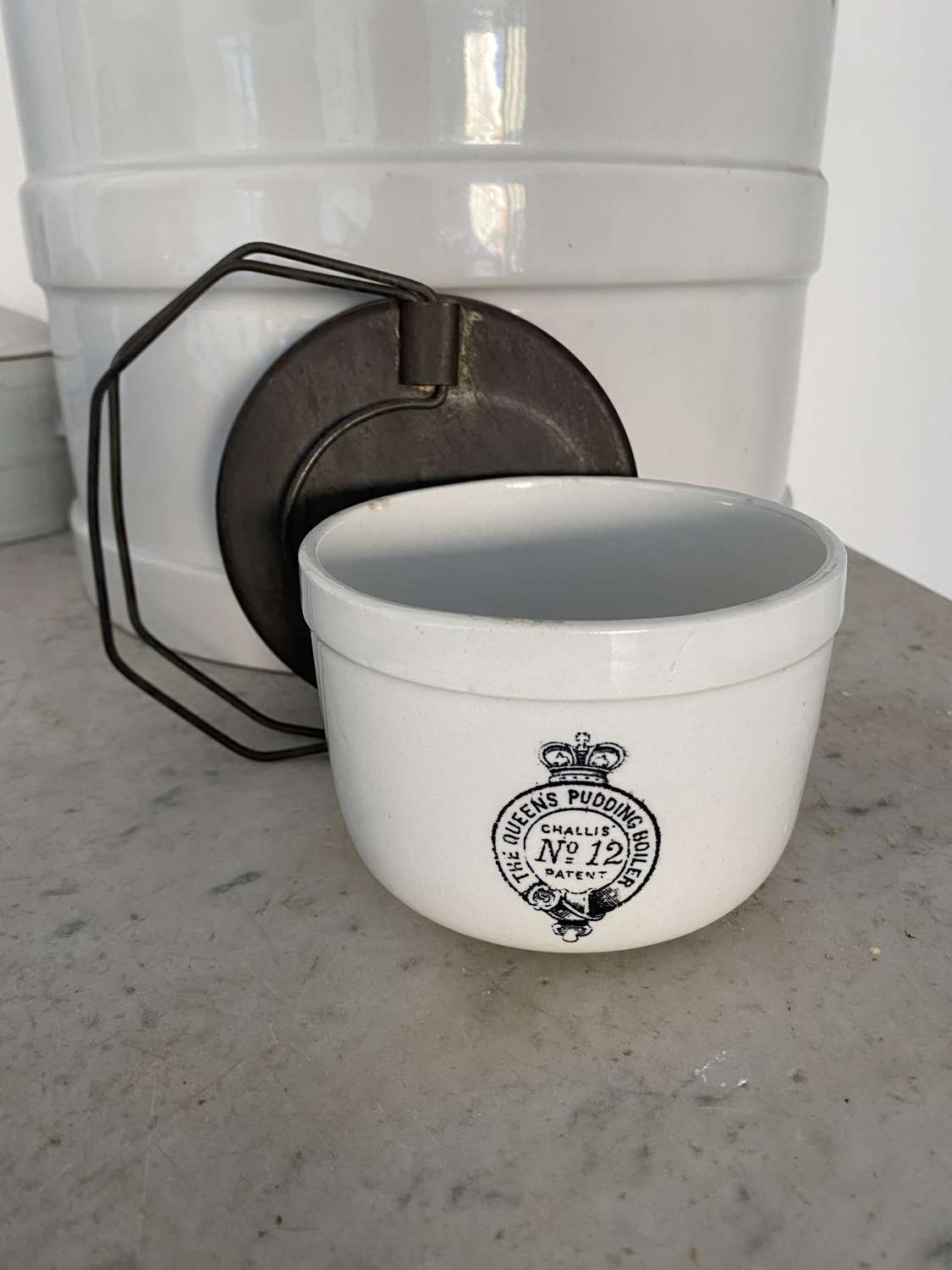 Rare Small White Ironstone Queens Pudding Boiler - Small No12