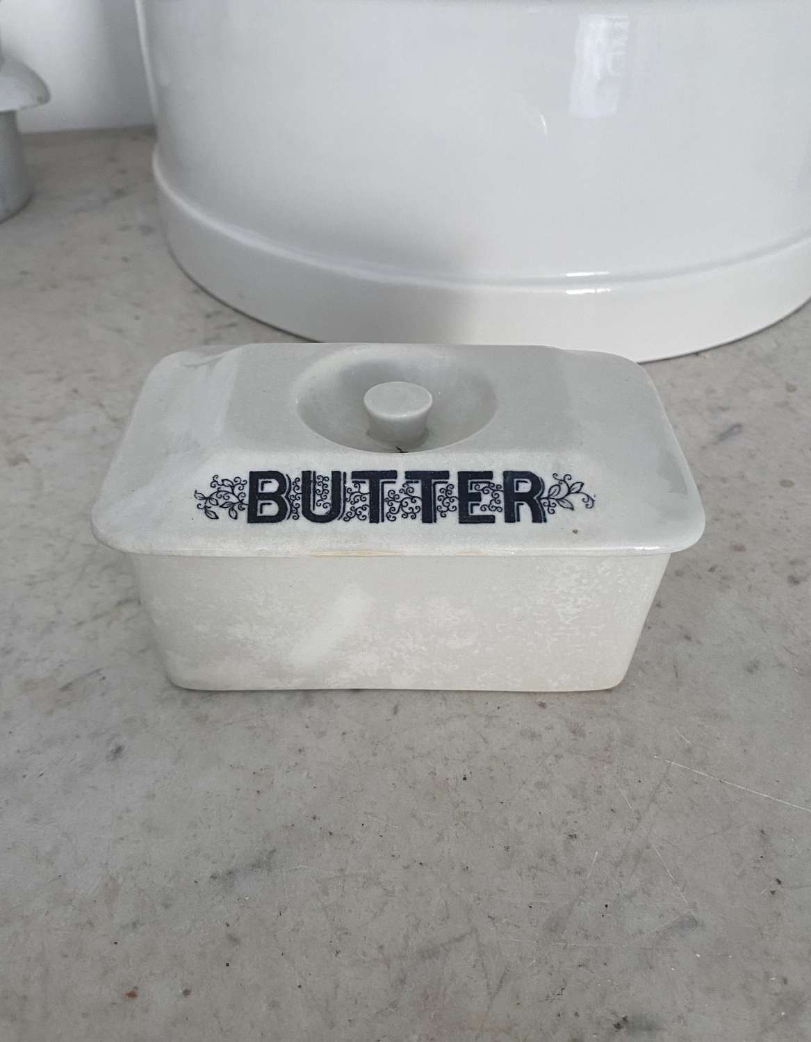 Late Victorian White Ironstone Butter Dish
