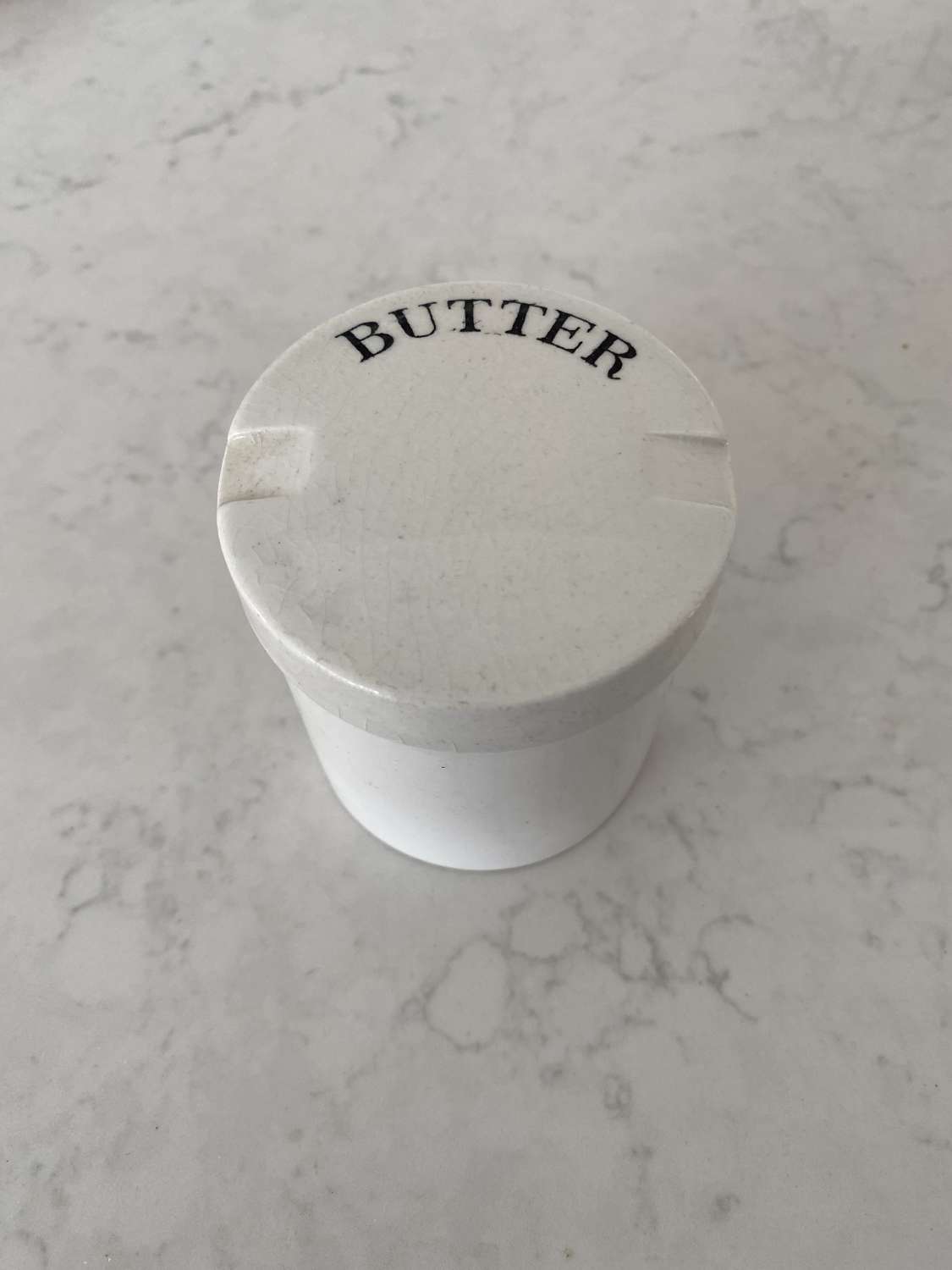Edwardian White Ironstone Butter Pot - Excellent Condition
