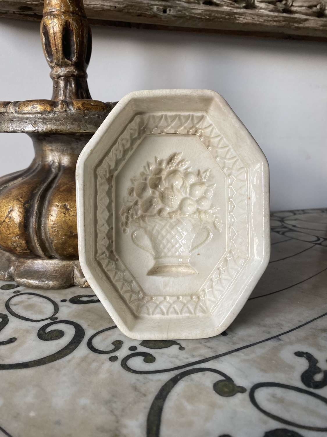 Victorian White Ironstone Mould - Flowers in Urn