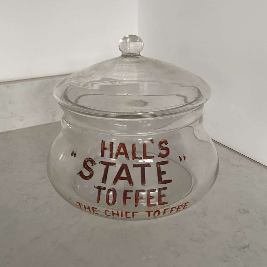 Large Edwardian Shops Advertising Jar - Halls Toffee