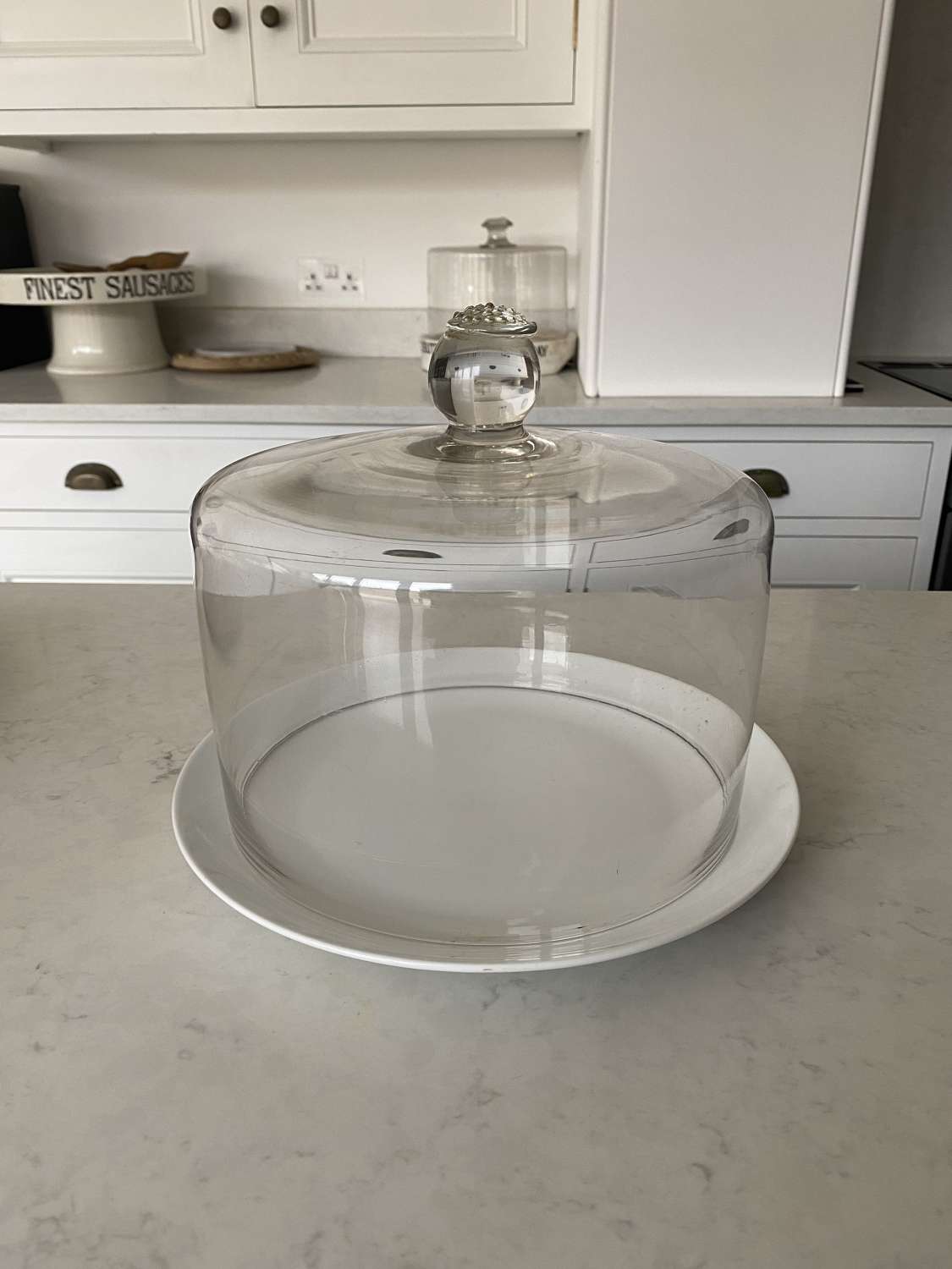 Antique Perfect Condition Hand Blown Glass Kitchen Dome