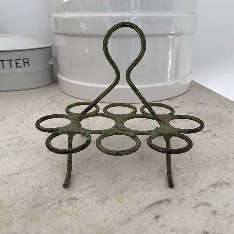 Early 20th Century Cast Iron Egg Rack in its Original Green Paint