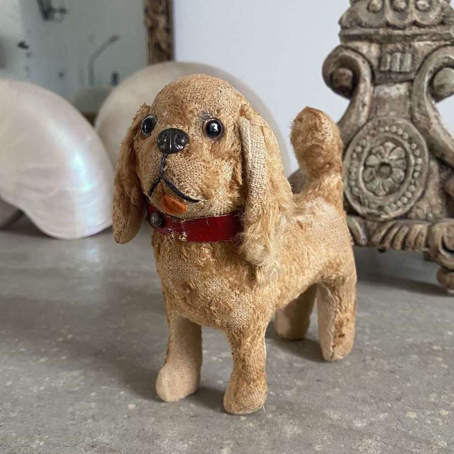 Early 20th Century Small Straw Filled Golden Spaniel Toy