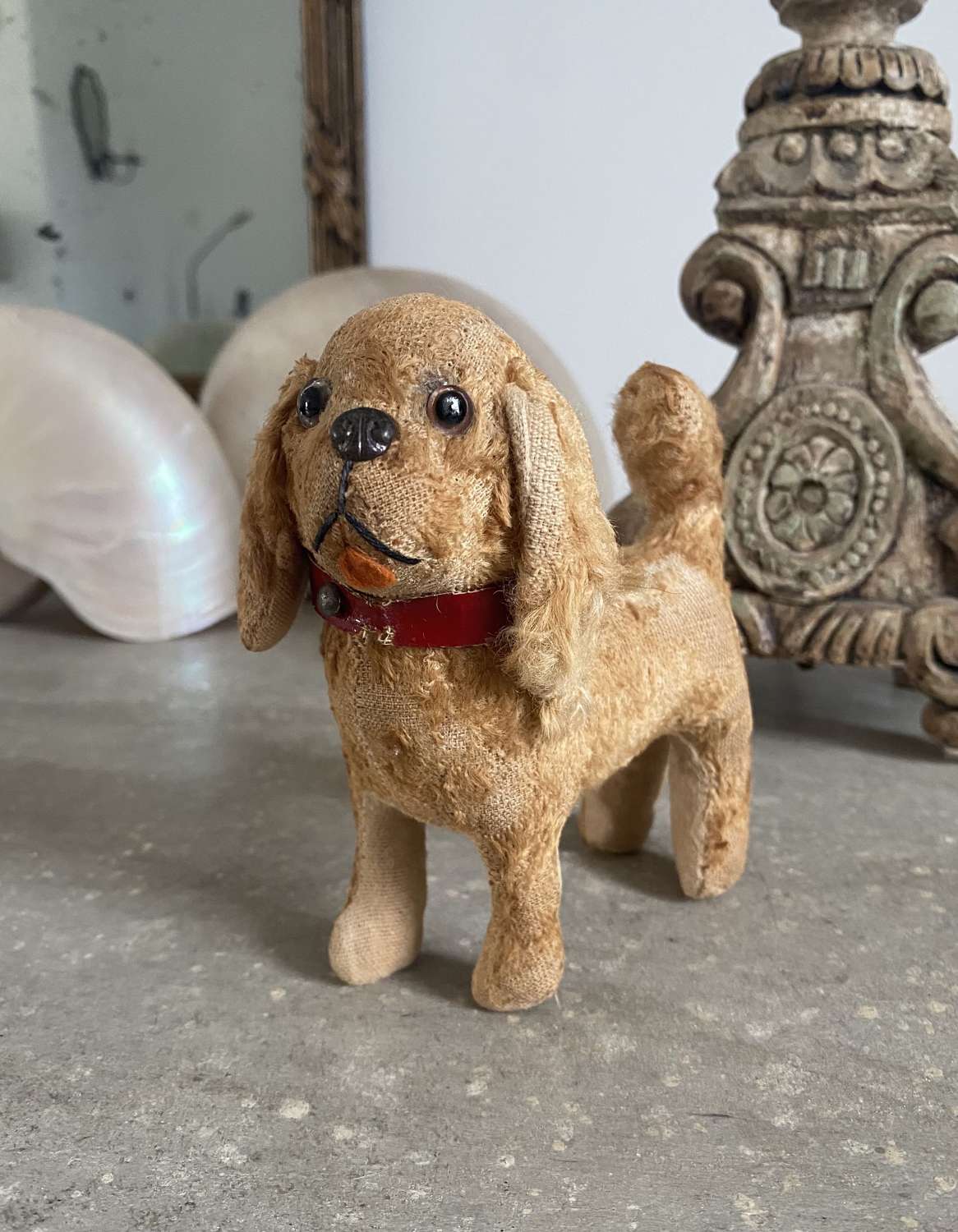 Early 20th Century Small Straw Filled Golden Spaniel Toy