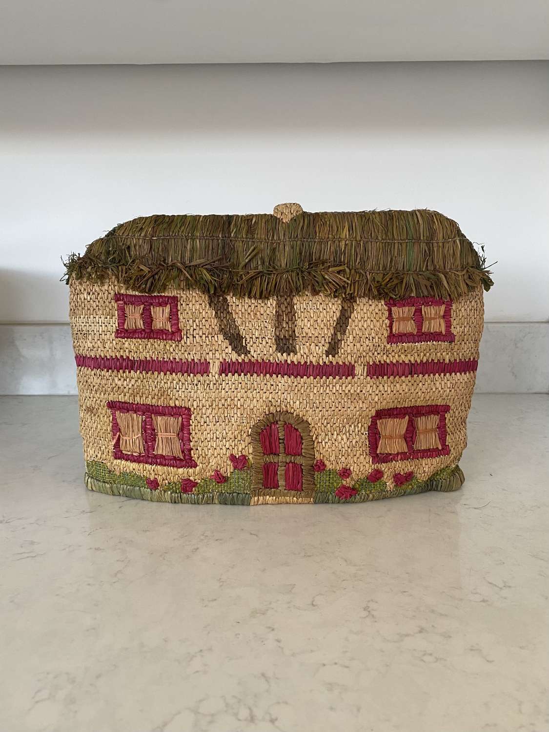 Antique Hand Stitched Raffia Cottage Tea Cosy