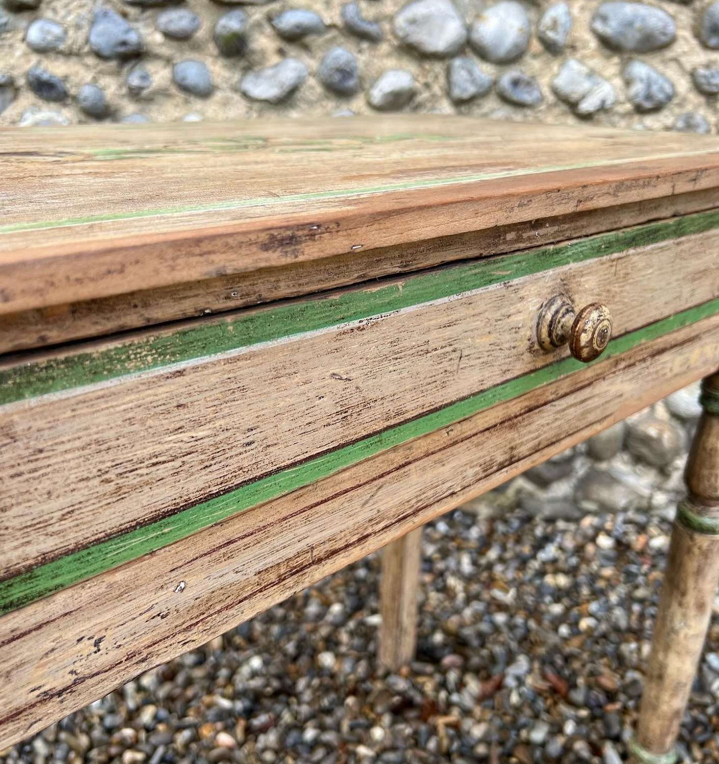 Victorian Pine Table Hand Scraped Back to Original Paint.