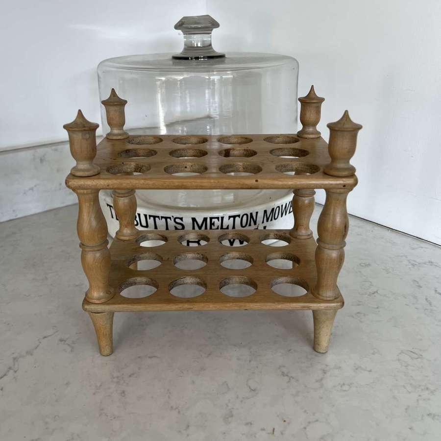 Late Victorian Two Tier Egg Rack with Turned Column Supports