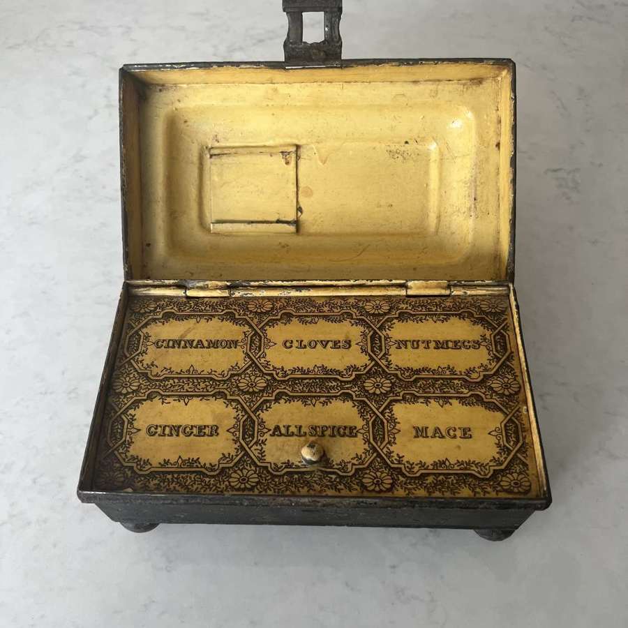 Victorian Toleware Spice Tin - Superb Internal Spice Section Cover