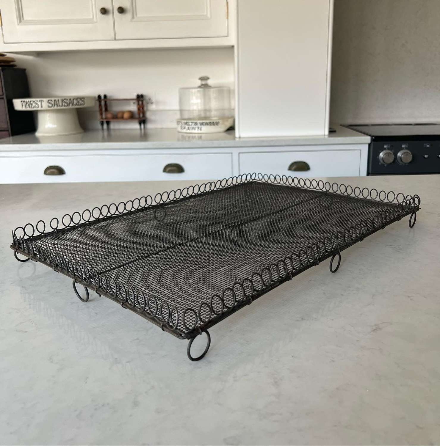 Huge Late Victorian Wire Work Cake Cooling Tray with Loop Edging