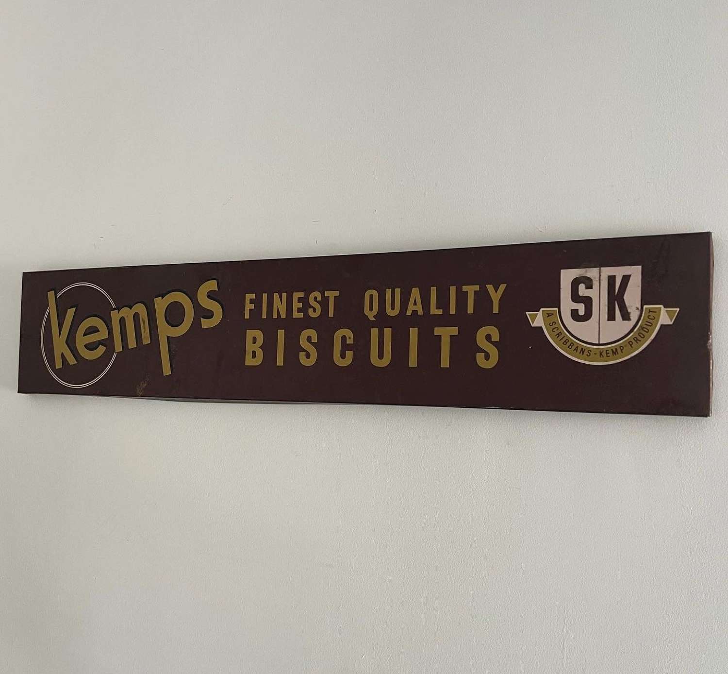 Mid Century Shops Tin Advertising Sign - Kemps Finest Quality Biscuits