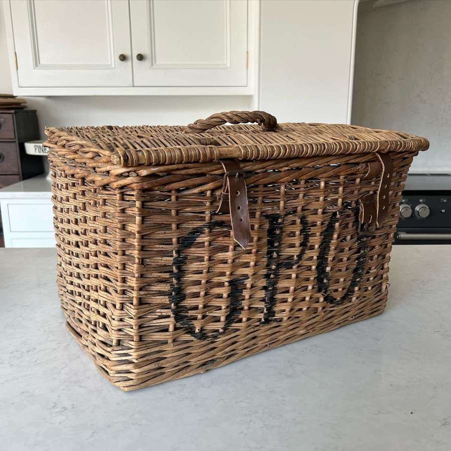 Early 20th Century Antique Basket with Straps & Top Handle. G P O