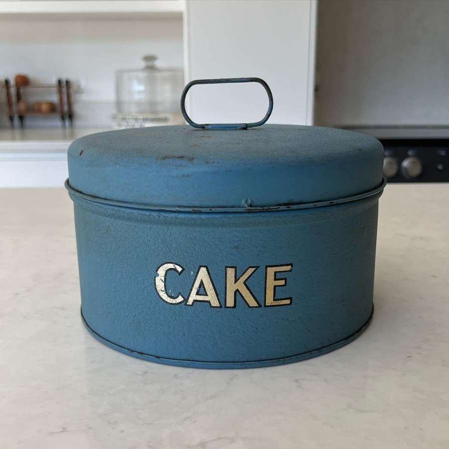 Early 20th Century Blue CAKES Tin with Top Carrying Handle