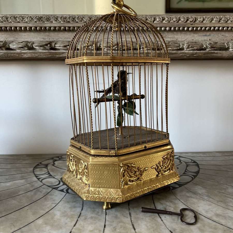 Antique Automation Bird in Cage - Genuine Piece with Key