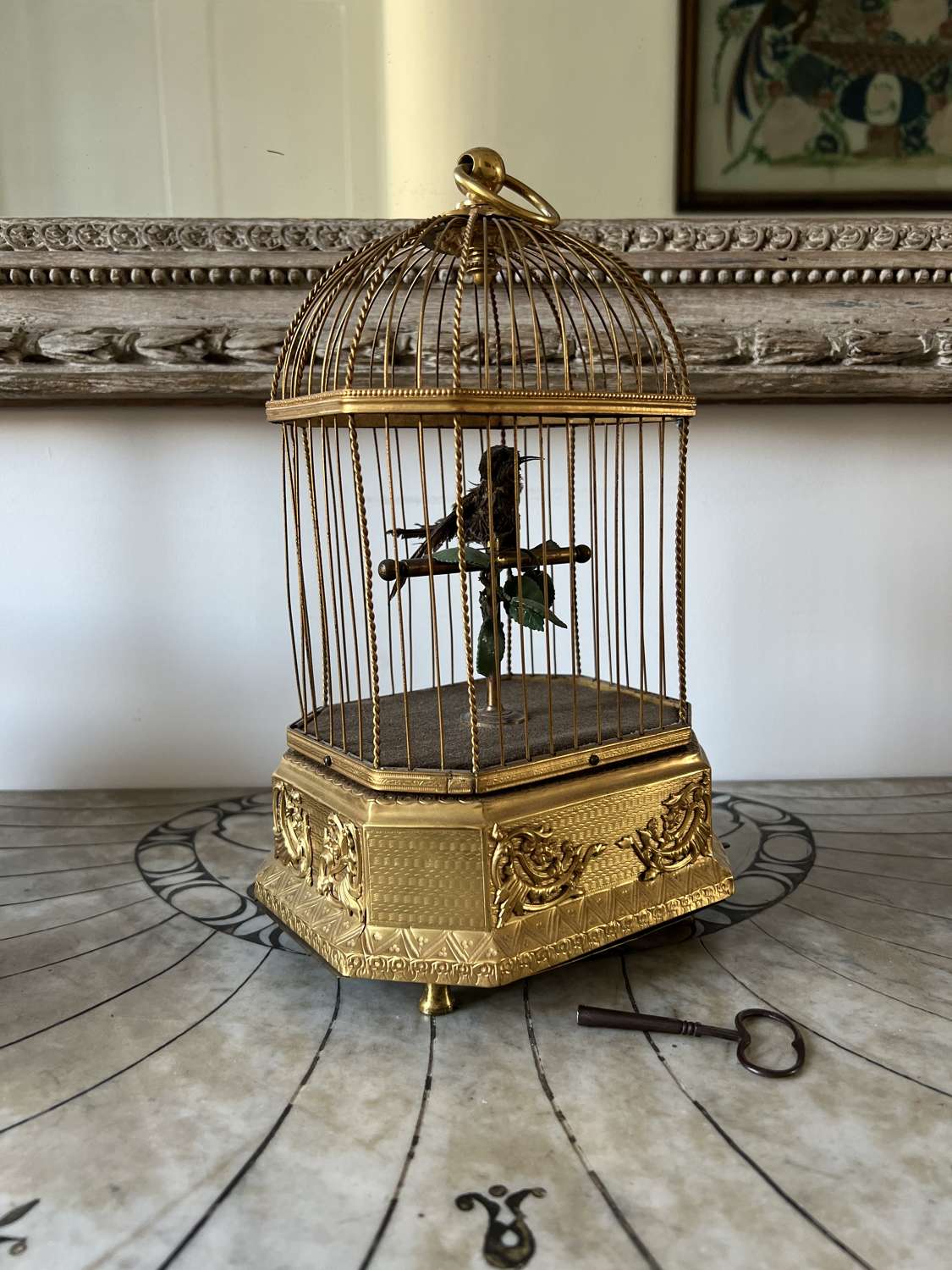 Antique Automation Bird in Cage - Genuine Piece with Key