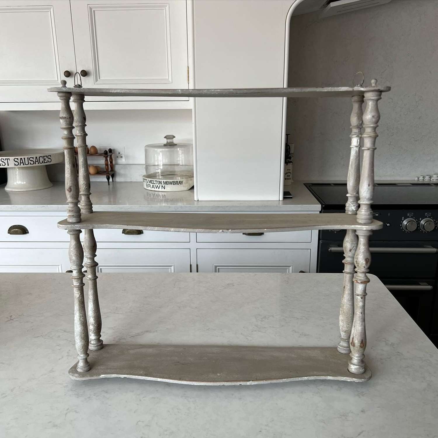 Early 20th Century Three Tier Shelves with Turned Column Supports
