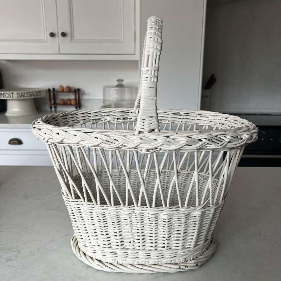 Early 20th Century White Painted Basket - Decorative Perfect to Use