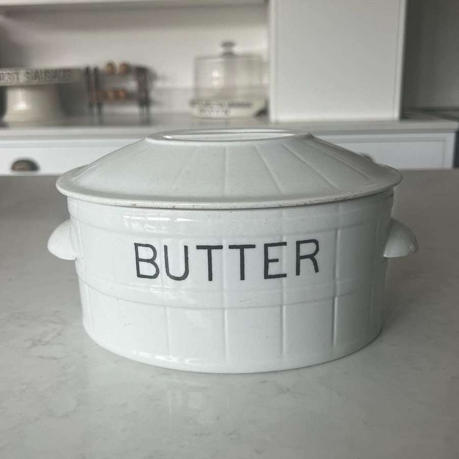 Large Edwardian White Ironstone Butter Dish - Very Clean Useable Piece
