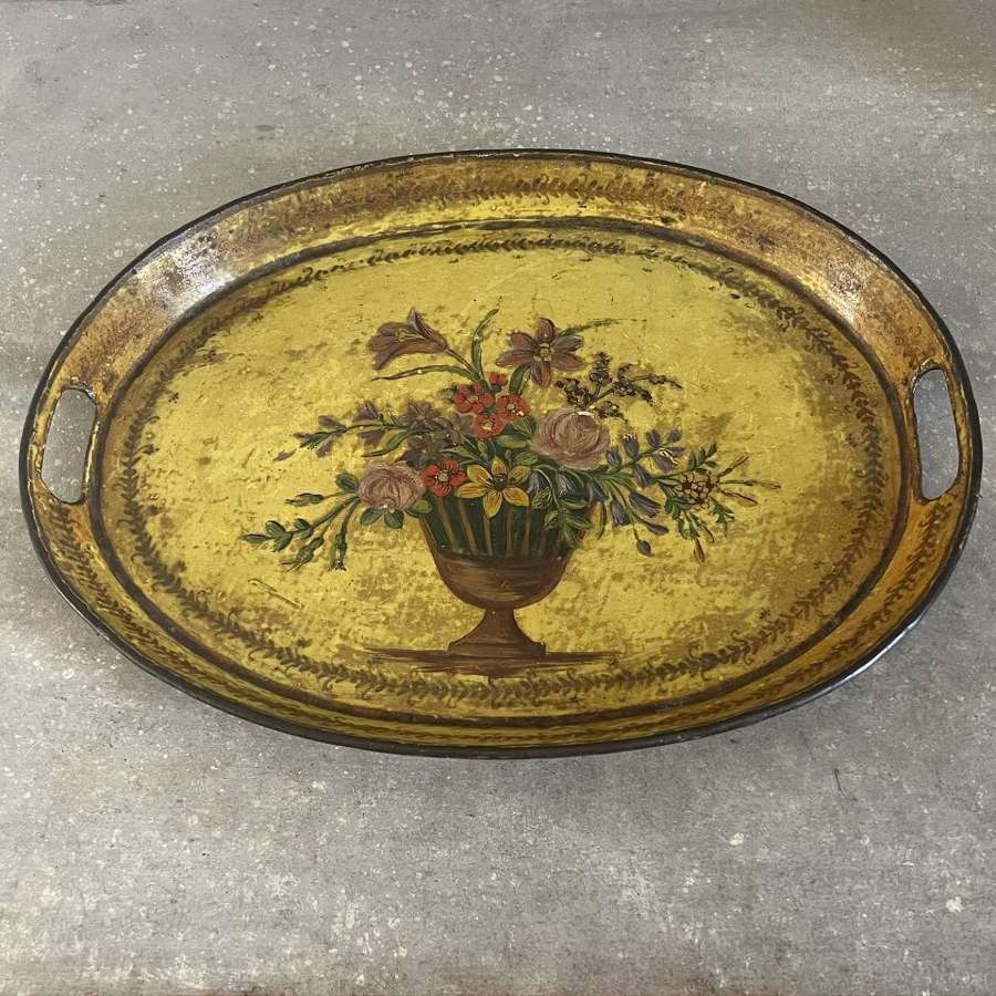 Beautiful Victorian Toleware Tray - Flowers in Urn