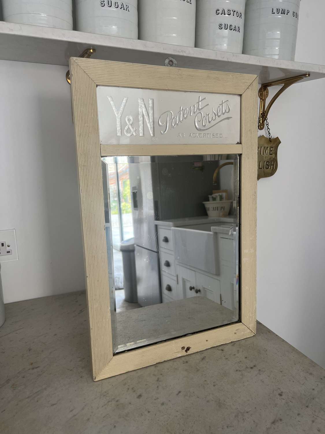 Edwardian Advertising Mirror - Original Condition - Y&N Corsets