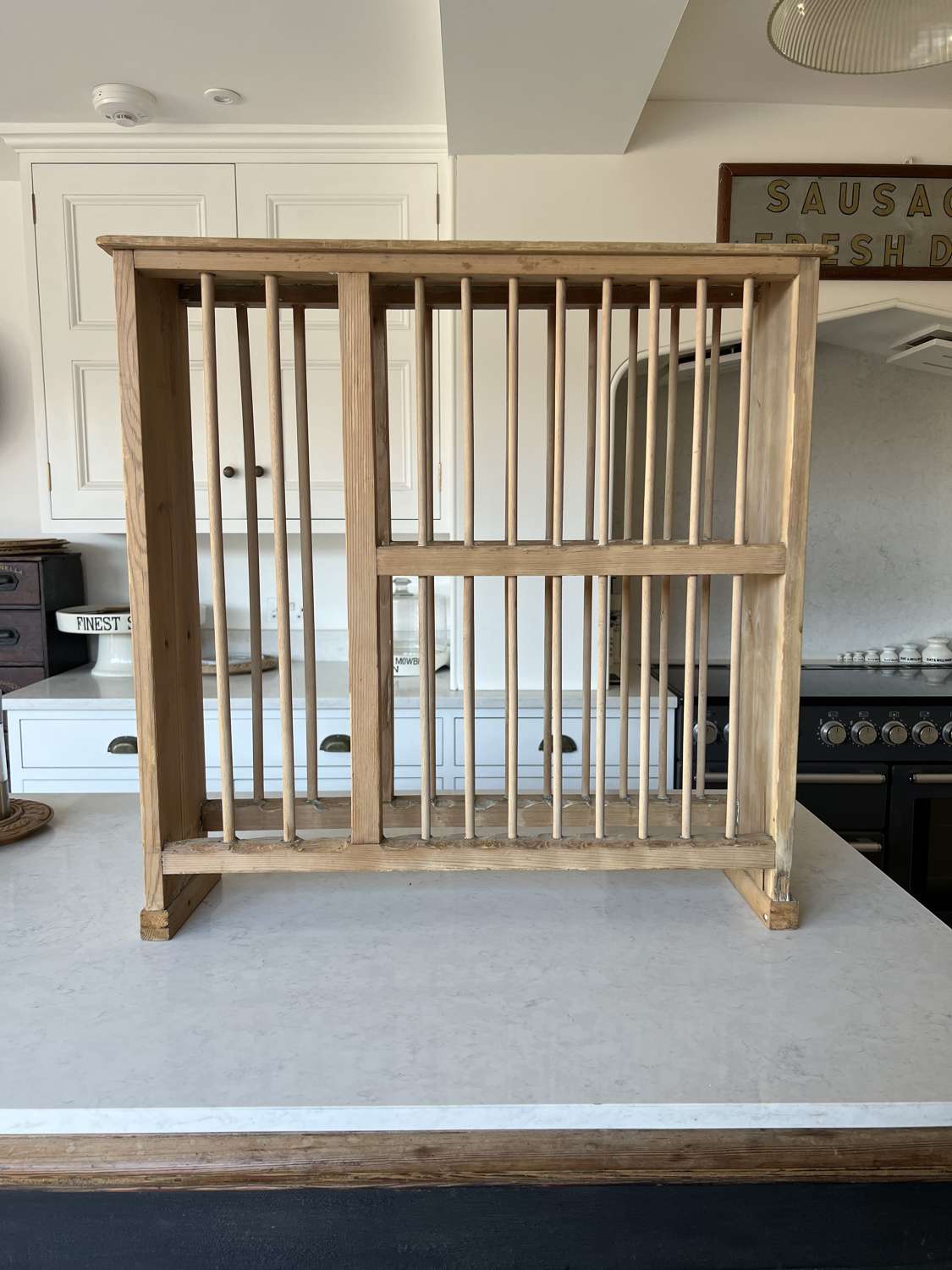 Victorian Pine Two Tier Plate Rack with Shelf Top