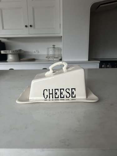 Mid Century Black on White Masons Cheese Dish