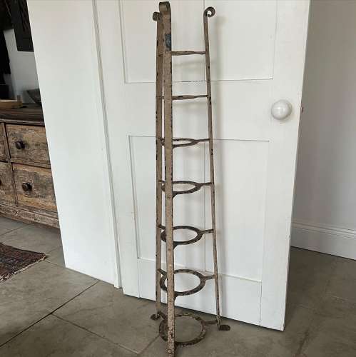 Early 20thC Cast Iron Saucepan Rack - Unusual Design in Original Paint