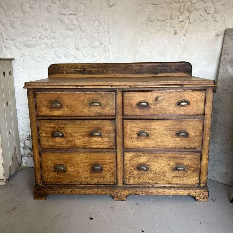Victorian Pine Base with Six Drawers & Panelled Ends. All Original.